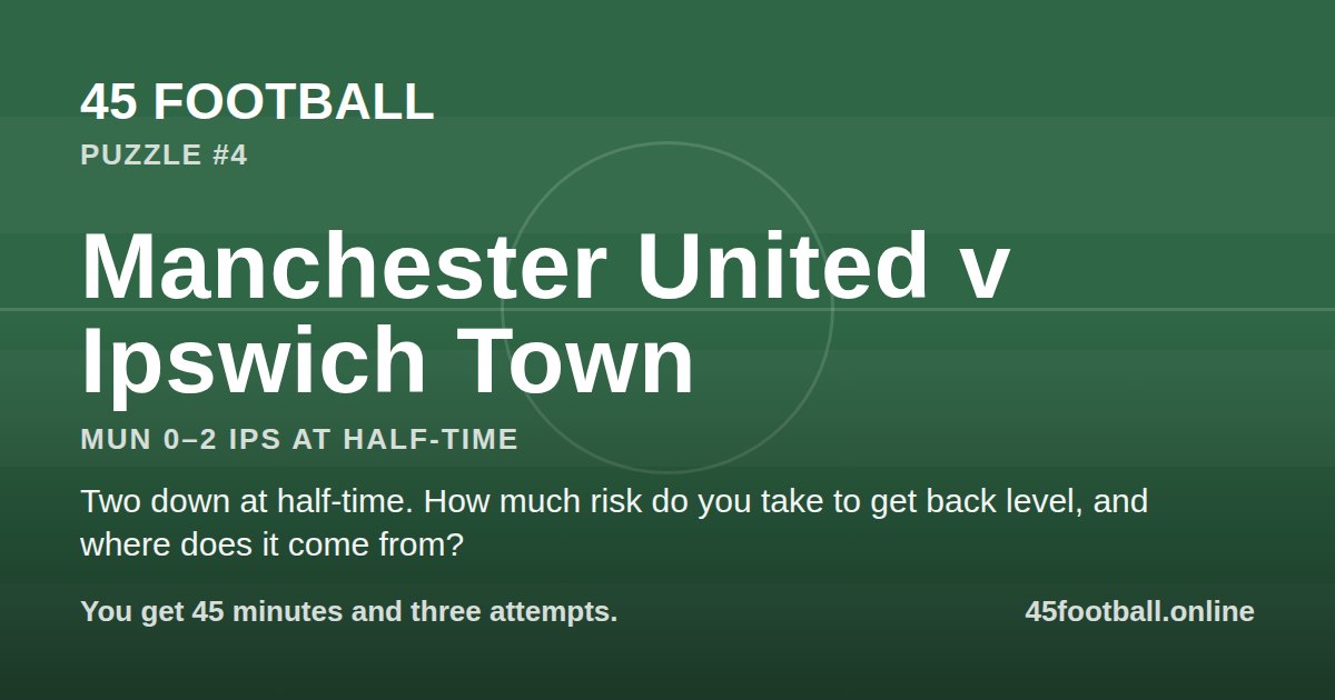 Manchester United v Ipswich Town, MUN 0–2 IPS at half-time