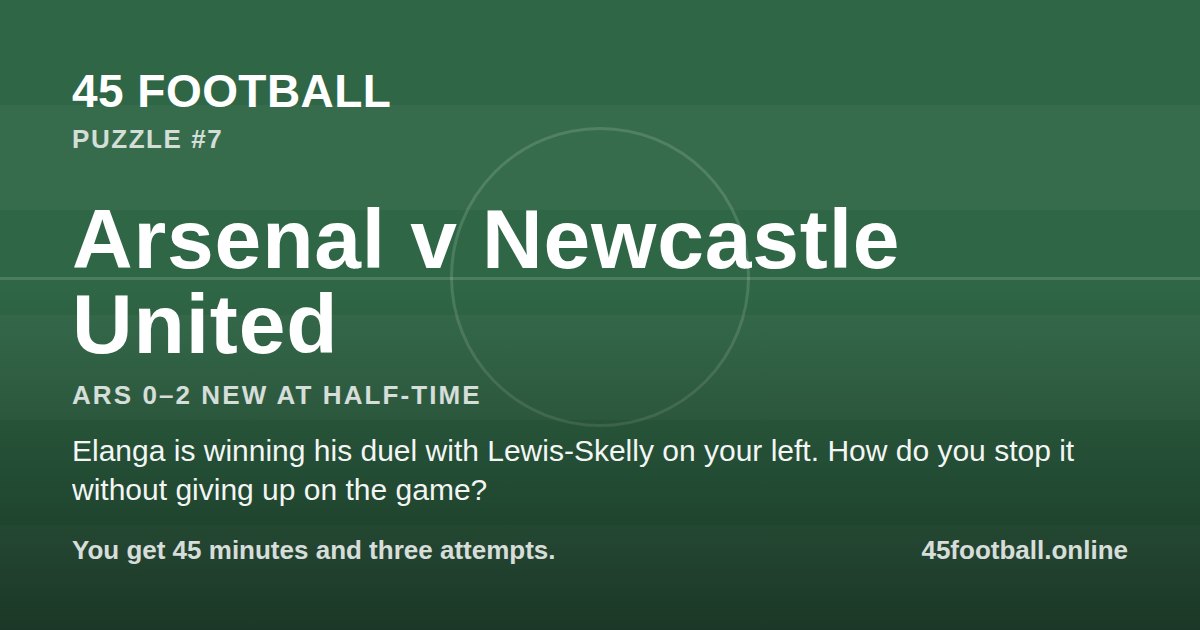 Arsenal v Newcastle United, ARS 0–2 NEW at half-time