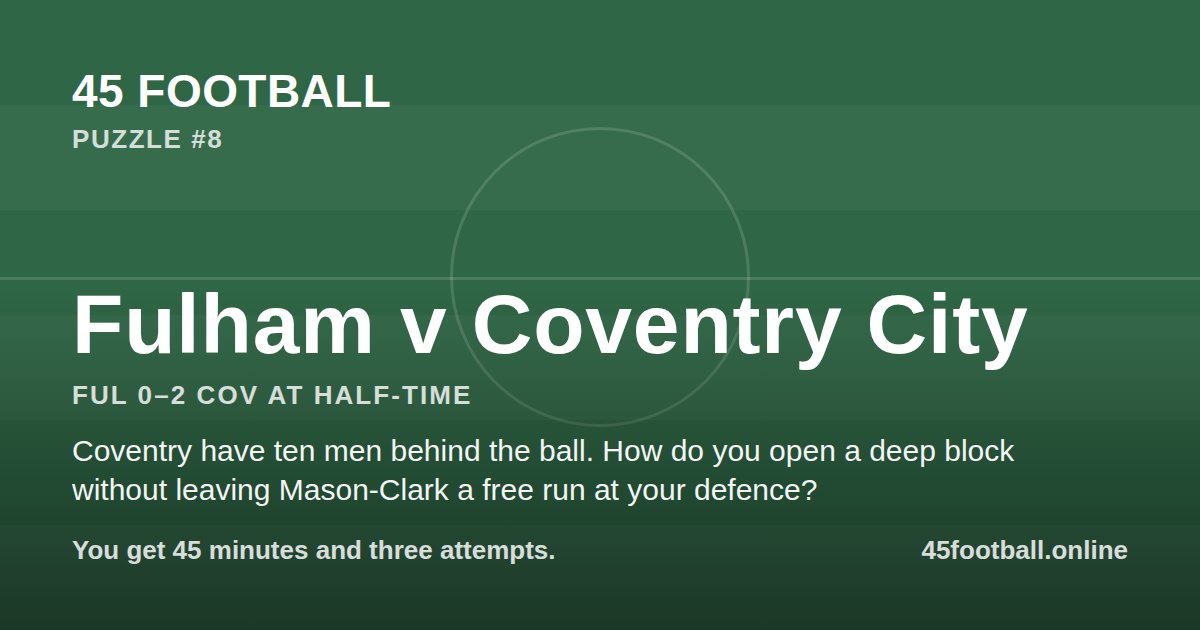 Fulham v Coventry City, FUL 0–2 COV at half-time