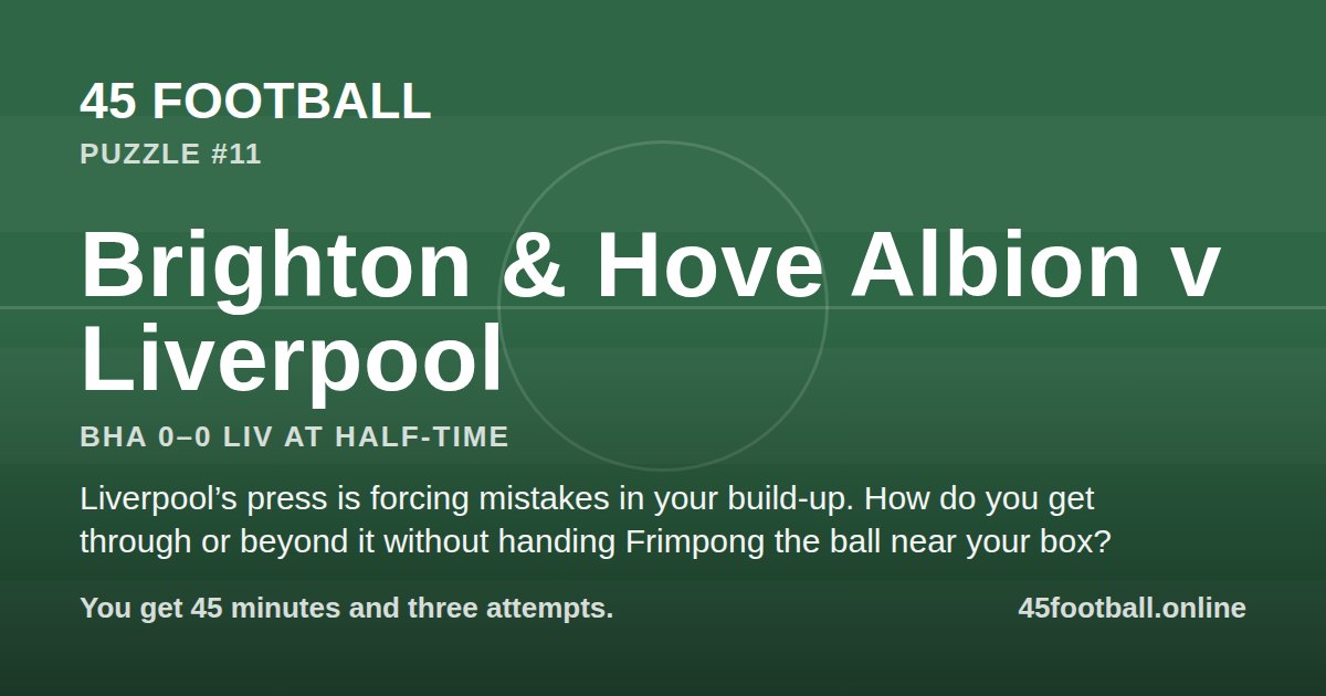 Brighton & Hove Albion v Liverpool, BHA 0–0 LIV at half-time