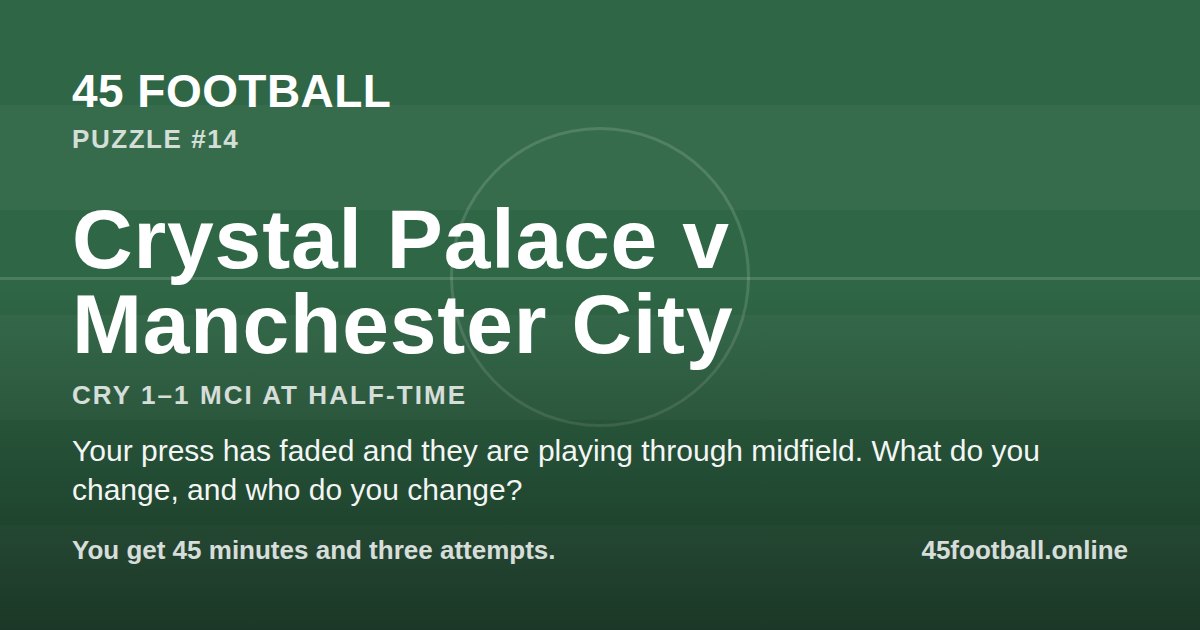 Crystal Palace v Manchester City, CRY 1–1 MCI at half-time