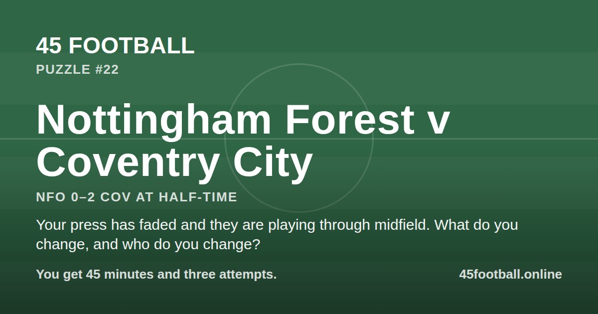 Nottingham Forest v Coventry City, NFO 0–2 COV at half-time