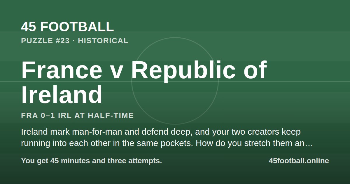 France v Republic of Ireland, FRA 0–1 IRL at half-time