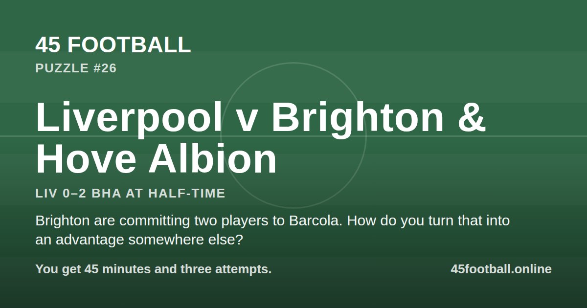 Liverpool v Brighton & Hove Albion, LIV 0–2 BHA at half-time