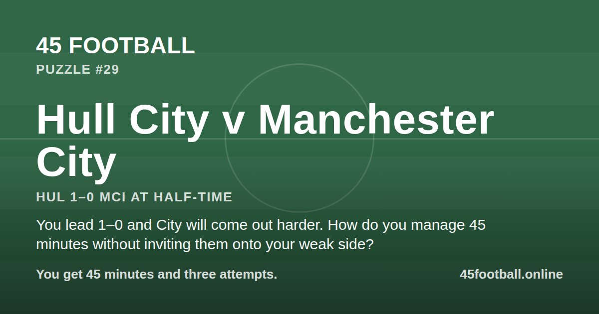 Hull City v Manchester City, HUL 1–0 MCI at half-time