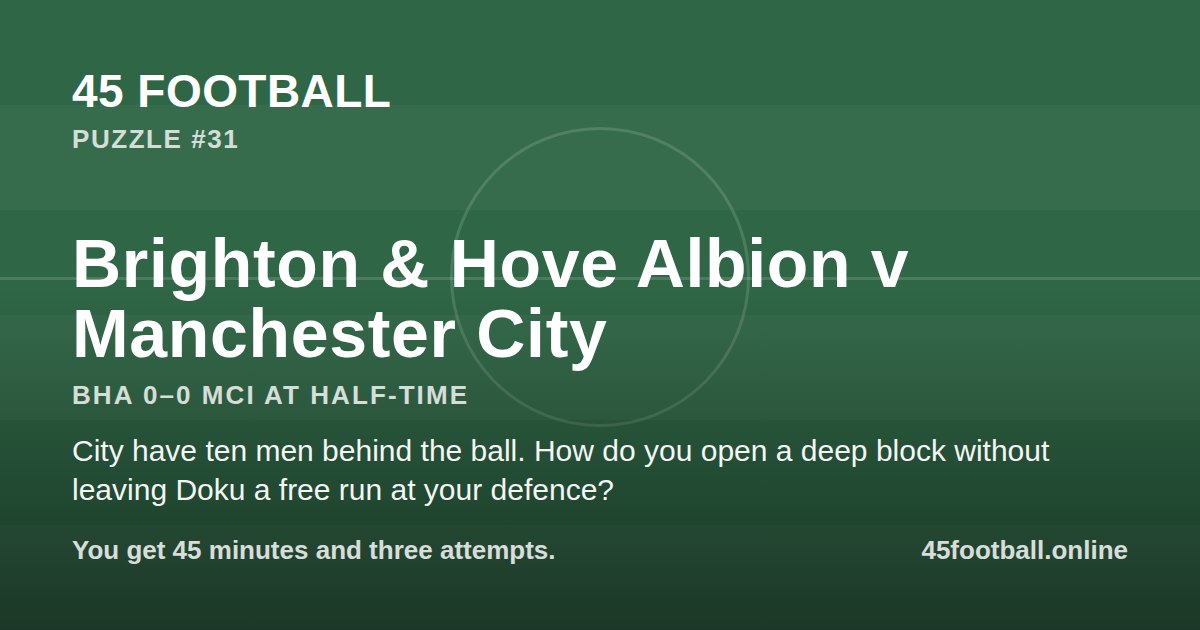 Brighton & Hove Albion v Manchester City, BHA 0–0 MCI at half-time