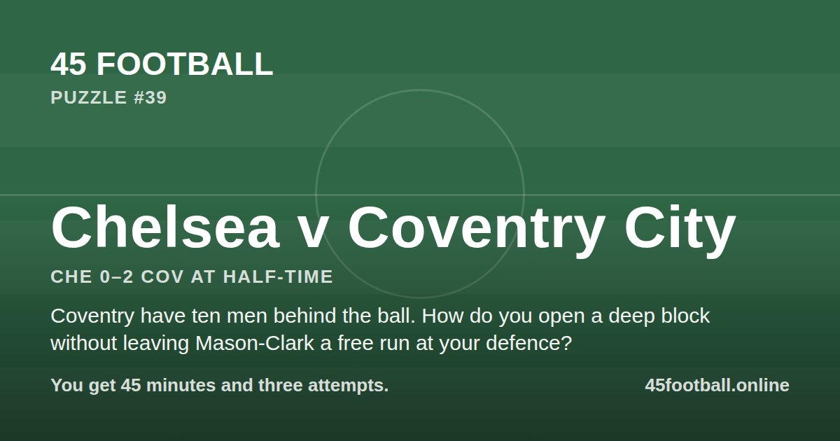 Chelsea v Coventry City, CHE 0–2 COV at half-time