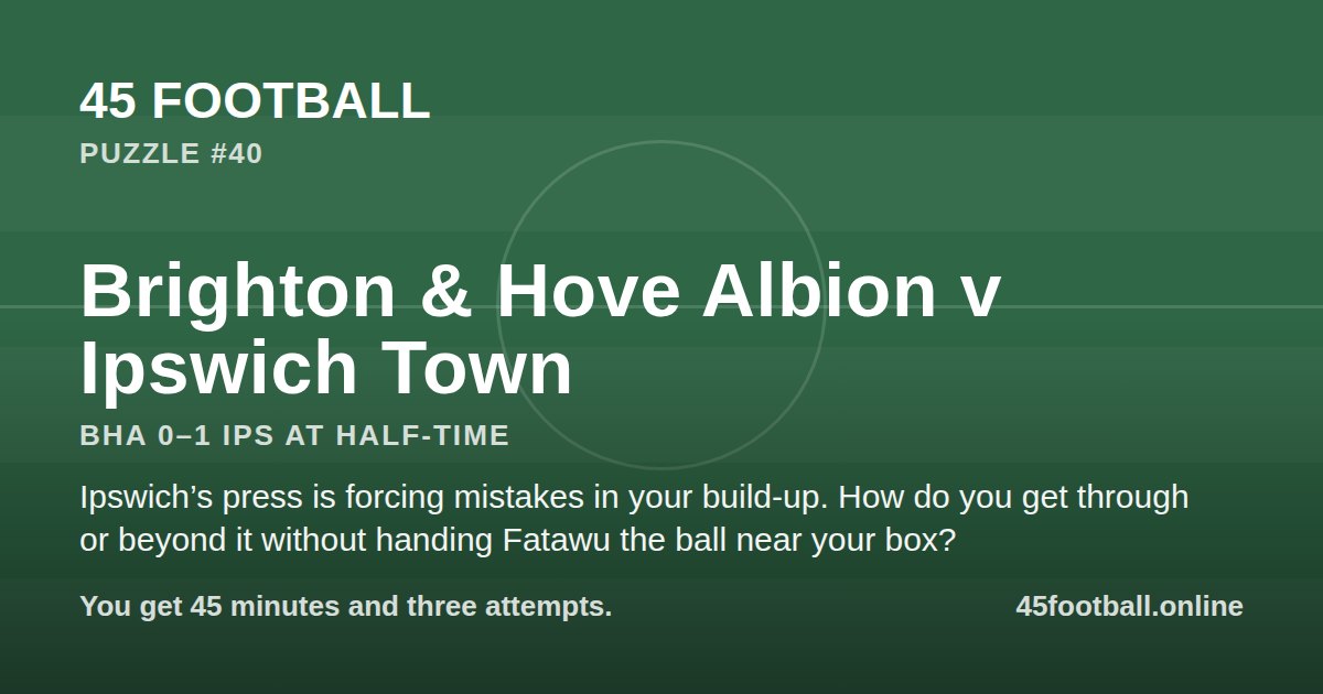 Brighton & Hove Albion v Ipswich Town, BHA 0–1 IPS at half-time