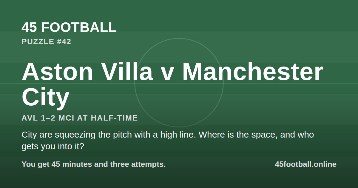 Aston Villa v Manchester City, AVL 1–2 MCI at half-time