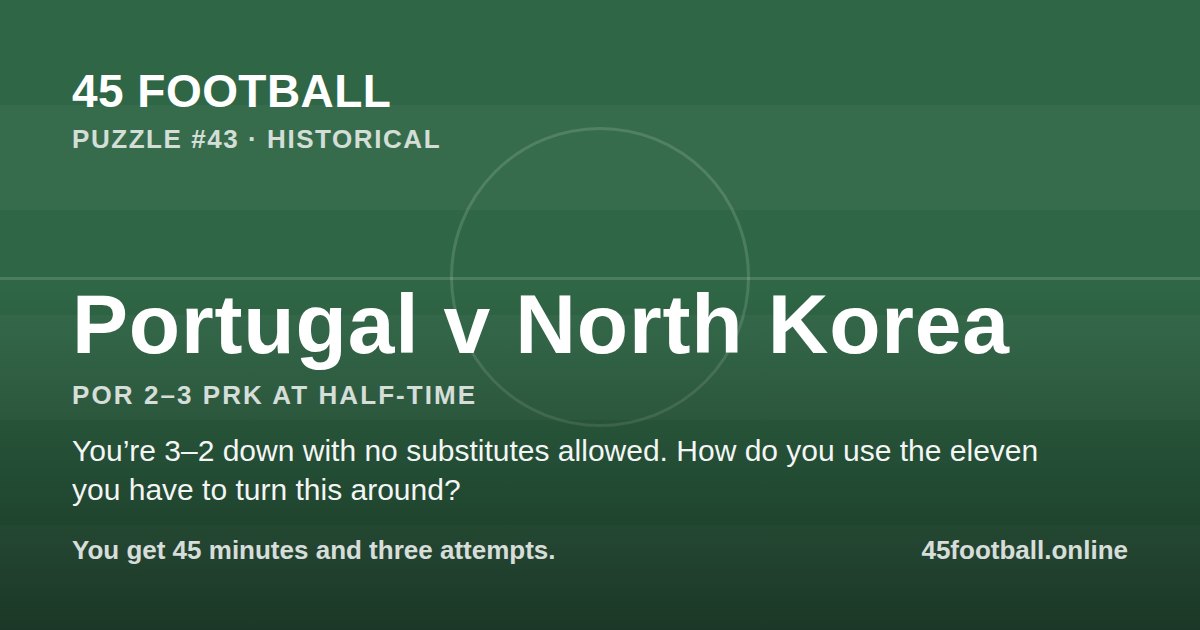 Portugal v North Korea, POR 2–3 PRK at half-time