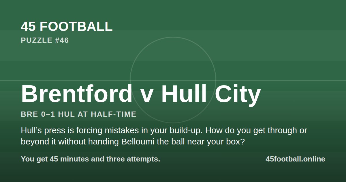 Brentford v Hull City, BRE 0–1 HUL at half-time