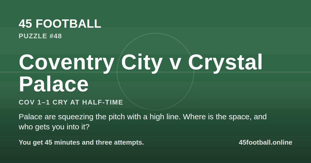 Coventry City v Crystal Palace, COV 1–1 CRY at half-time