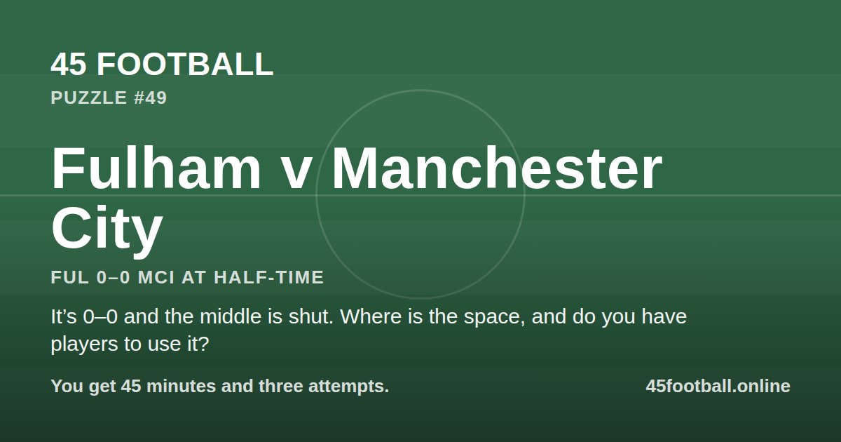 Fulham v Manchester City, FUL 0–0 MCI at half-time