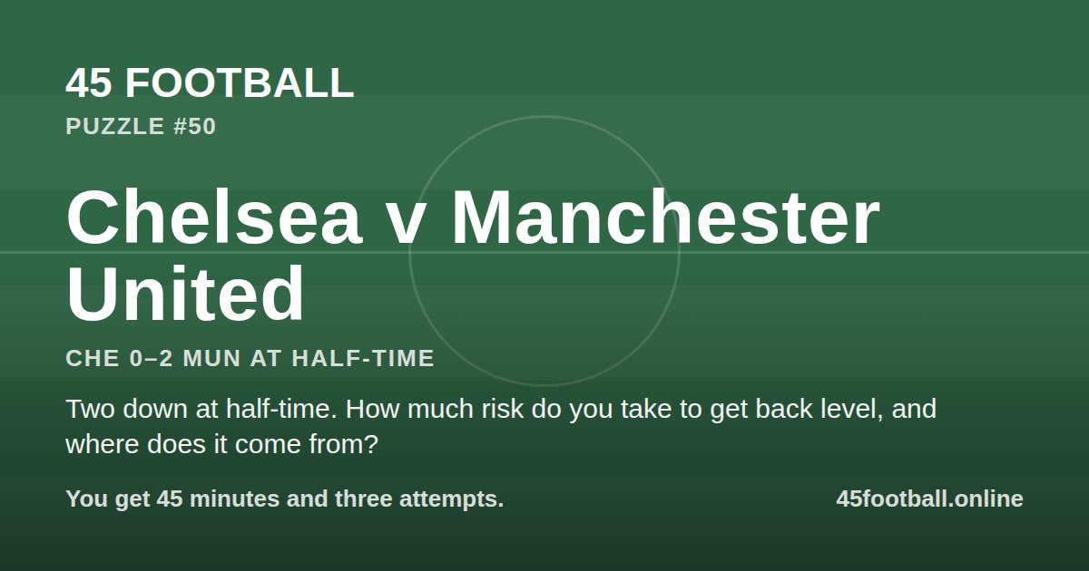 Chelsea v Manchester United, CHE 0–2 MUN at half-time