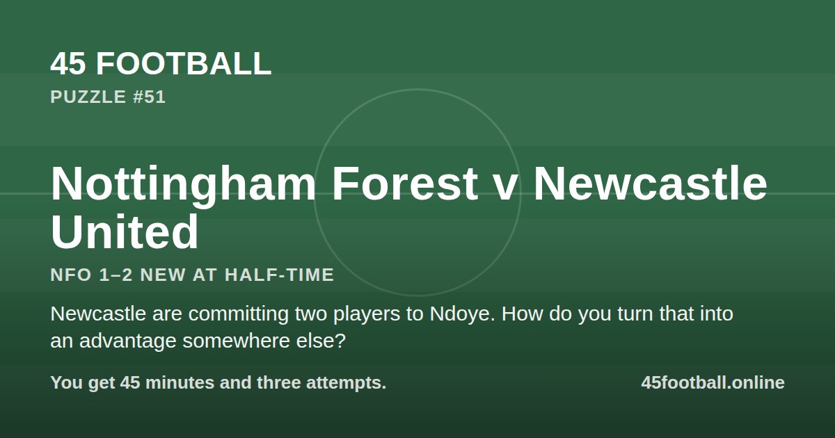 Nottingham Forest v Newcastle United, NFO 1–2 NEW at half-time