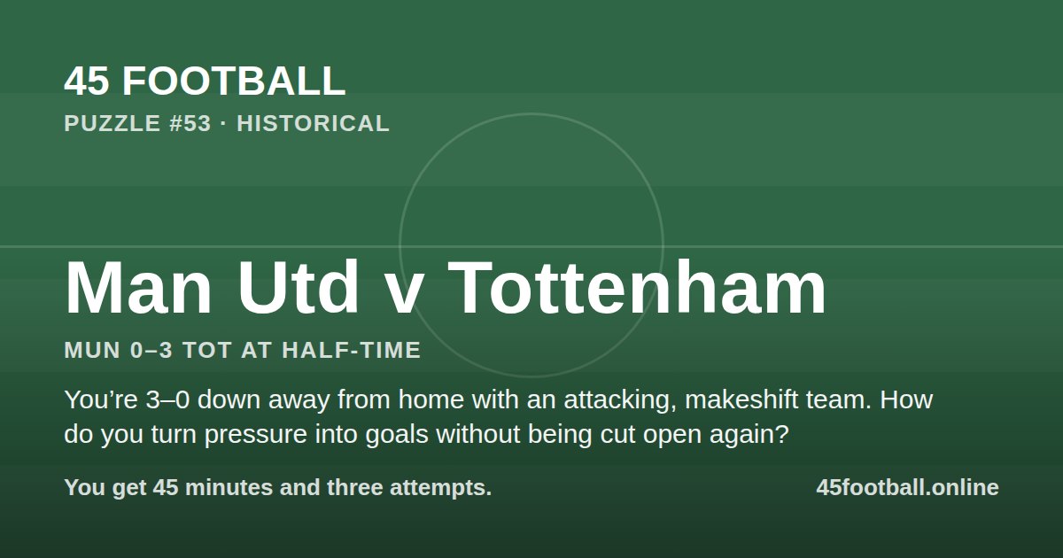 Man Utd v Tottenham, MUN 0–3 TOT at half-time
