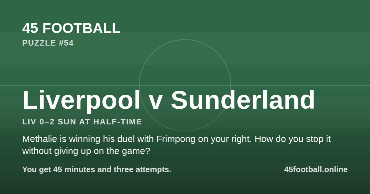 Liverpool v Sunderland, LIV 0–2 SUN at half-time