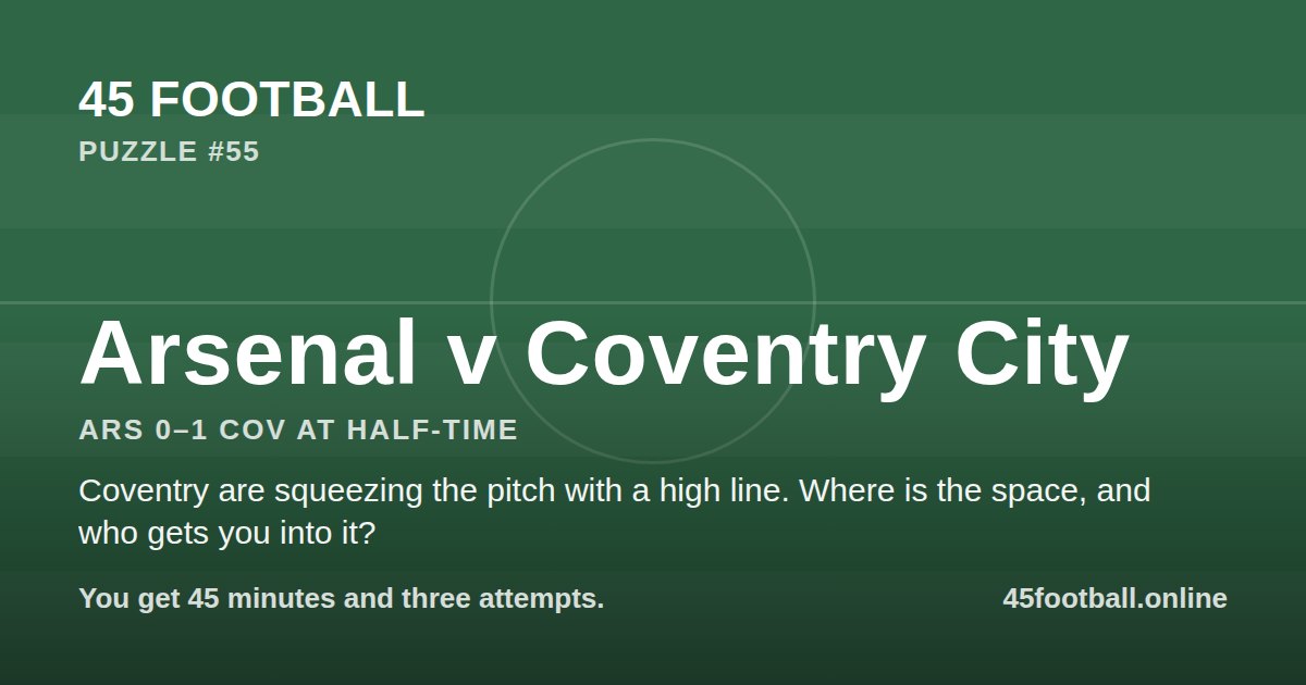 Arsenal v Coventry City, ARS 0–1 COV at half-time