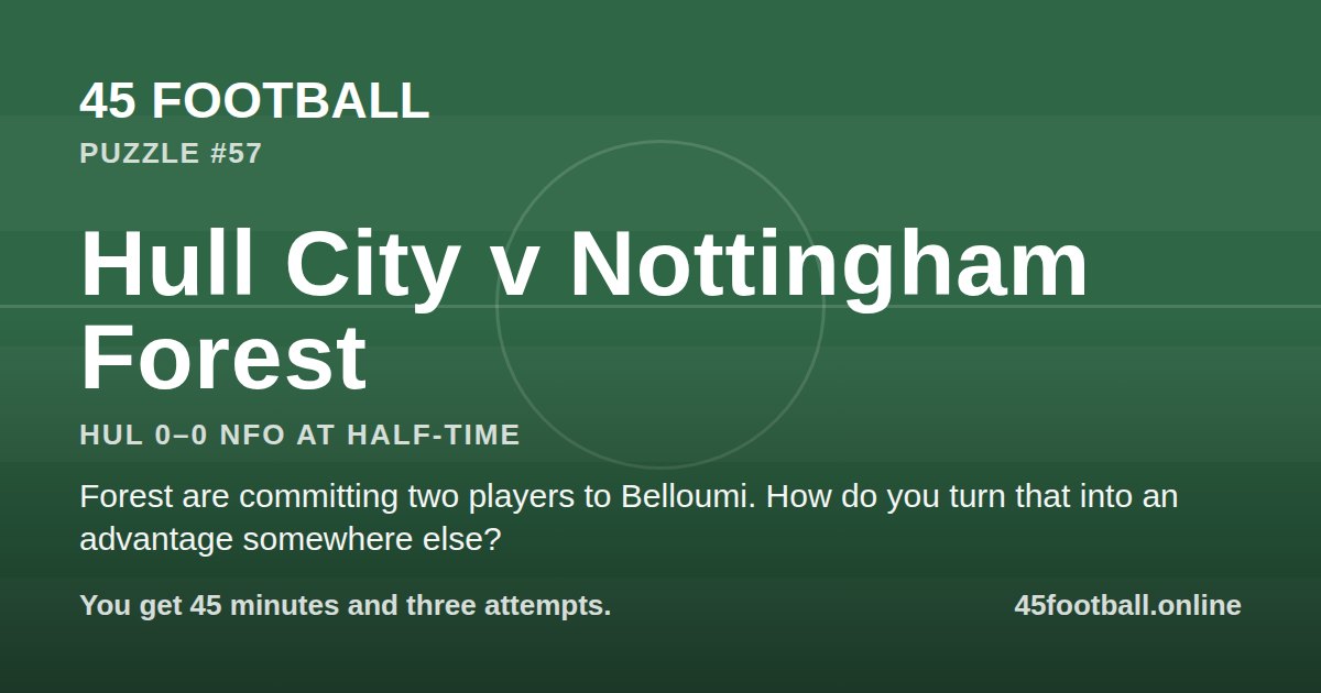 Hull City v Nottingham Forest, HUL 0–0 NFO at half-time