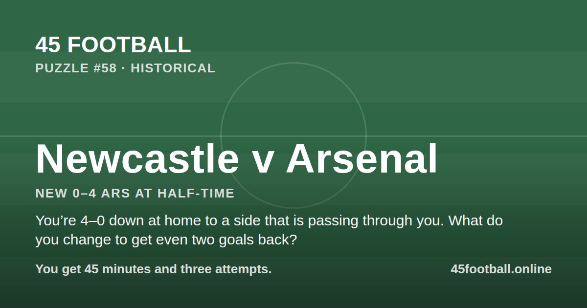 Newcastle v Arsenal, NEW 0–4 ARS at half-time