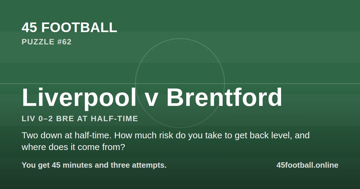 Liverpool v Brentford, LIV 0–2 BRE at half-time