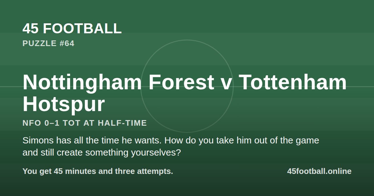 Nottingham Forest v Tottenham Hotspur, NFO 0–1 TOT at half-time