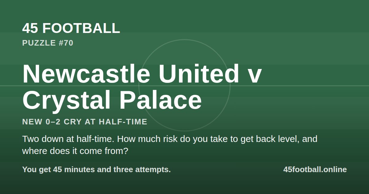 Newcastle United v Crystal Palace, NEW 0–2 CRY at half-time