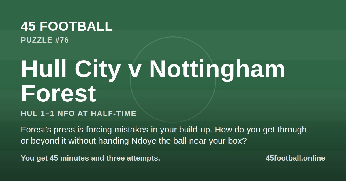 Hull City v Nottingham Forest, HUL 1–1 NFO at half-time