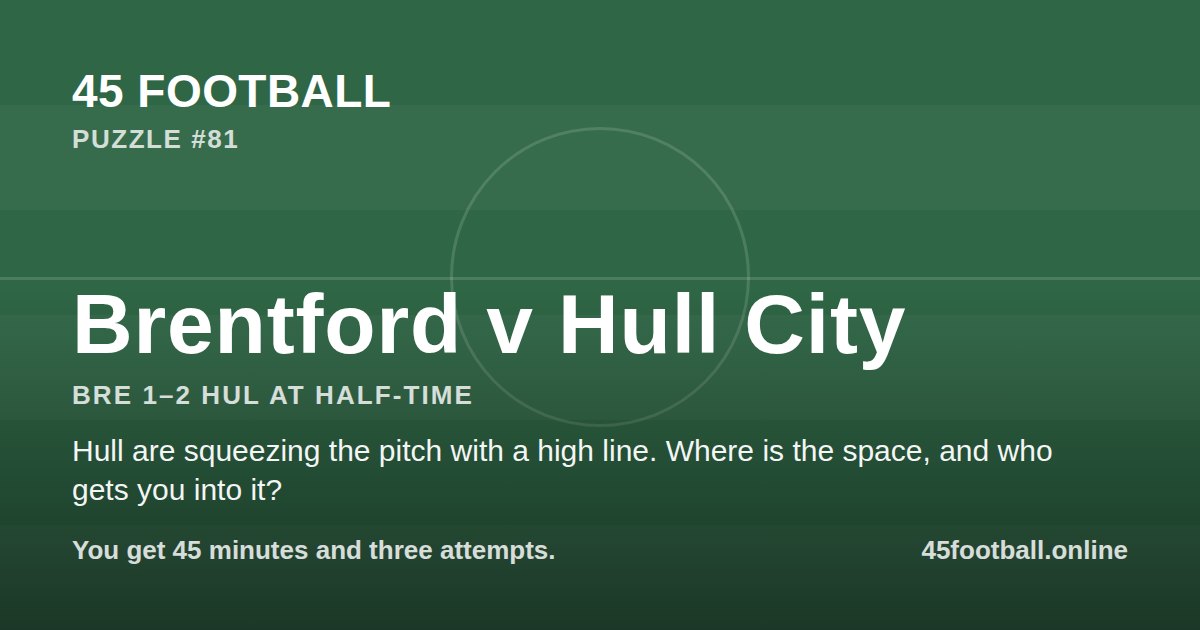 Brentford v Hull City, BRE 1–2 HUL at half-time