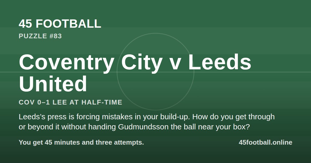 Coventry City v Leeds United, COV 0–1 LEE at half-time