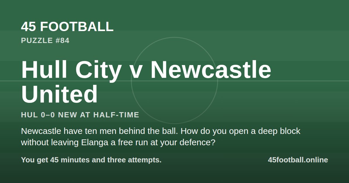 Hull City v Newcastle United, HUL 0–0 NEW at half-time