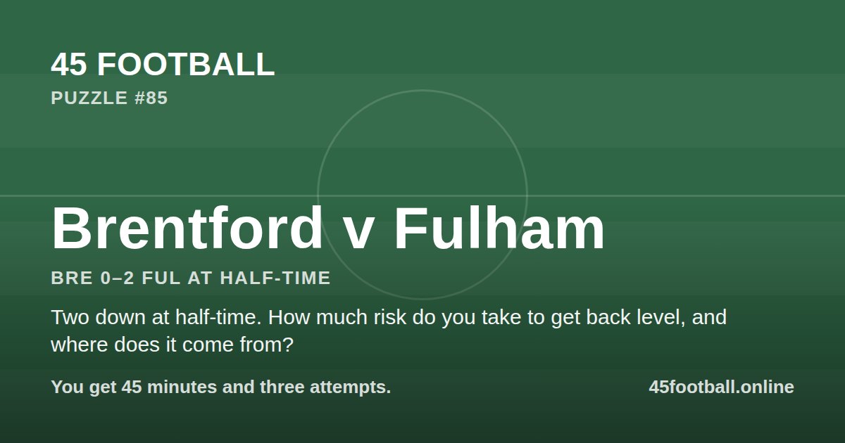 Brentford v Fulham, BRE 0–2 FUL at half-time
