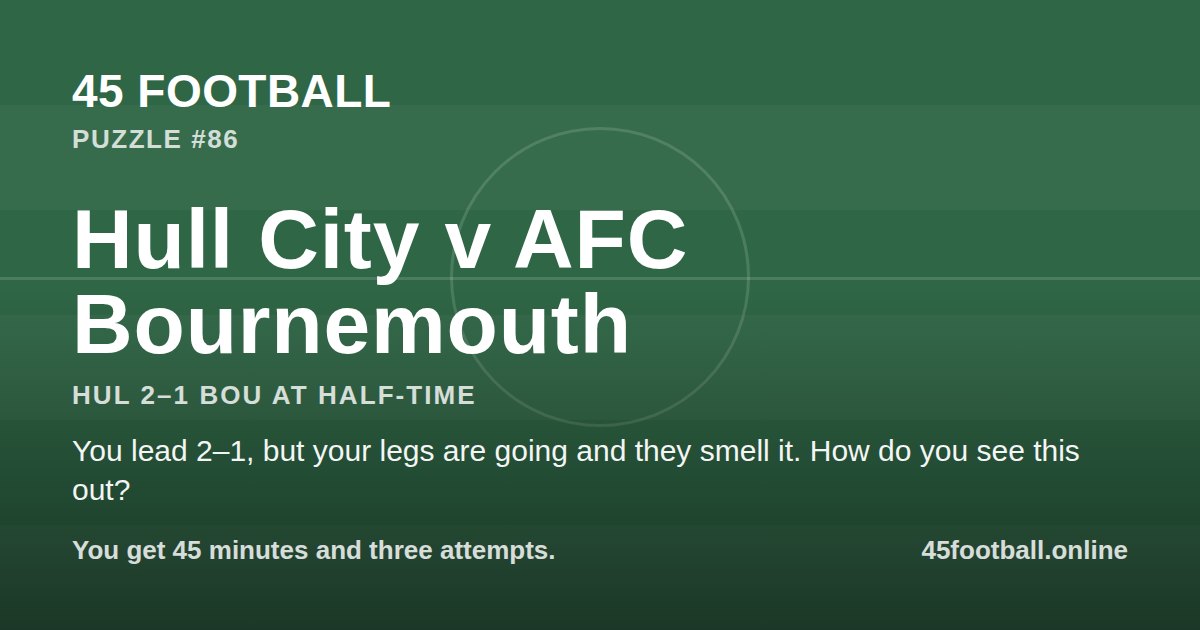 Hull City v AFC Bournemouth, HUL 2–1 BOU at half-time