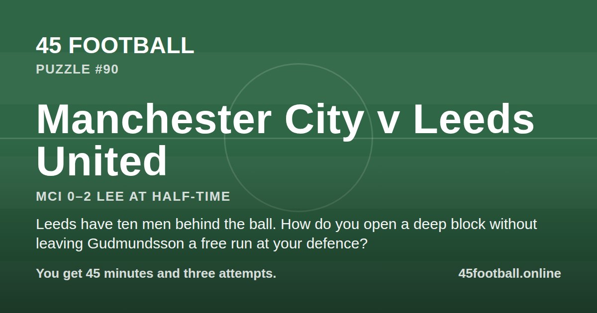 Manchester City v Leeds United, MCI 0–2 LEE at half-time