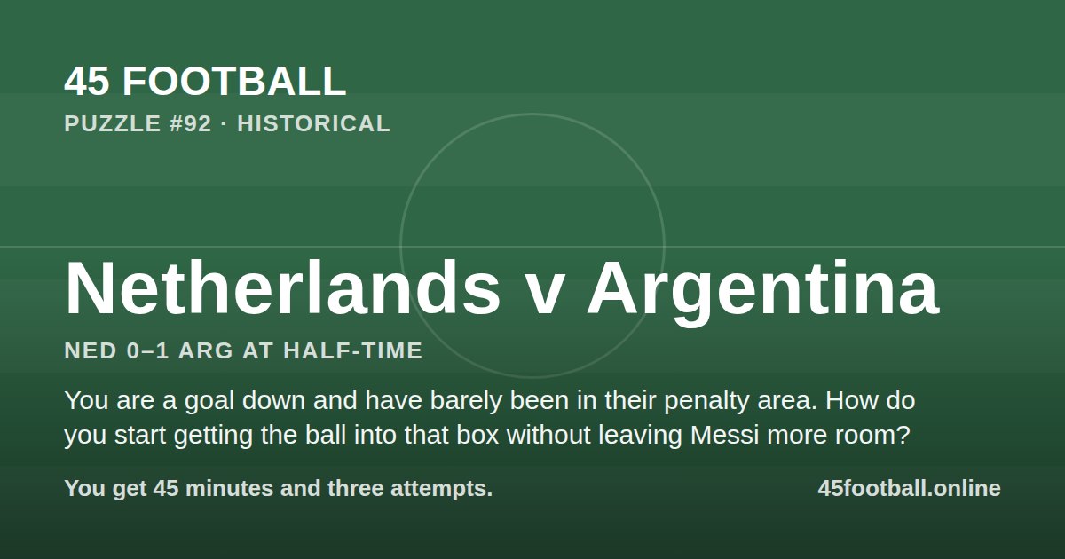 Netherlands v Argentina, NED 0–1 ARG at half-time
