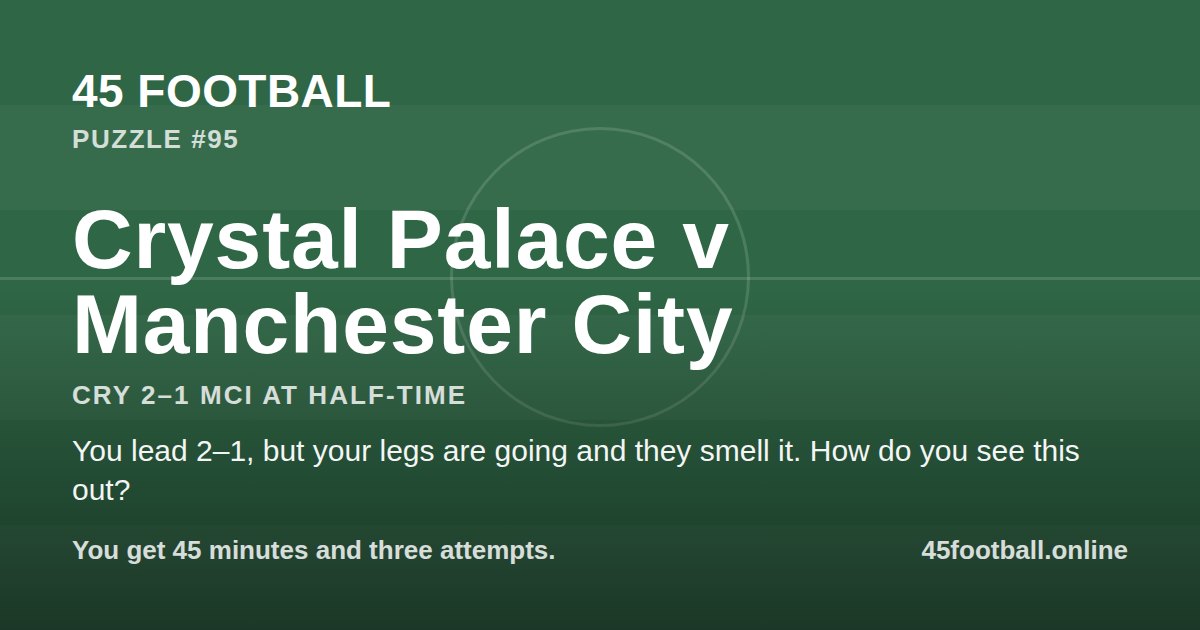 Crystal Palace v Manchester City, CRY 2–1 MCI at half-time