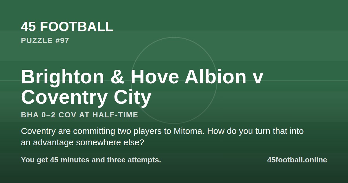 Brighton & Hove Albion v Coventry City, BHA 0–2 COV at half-time