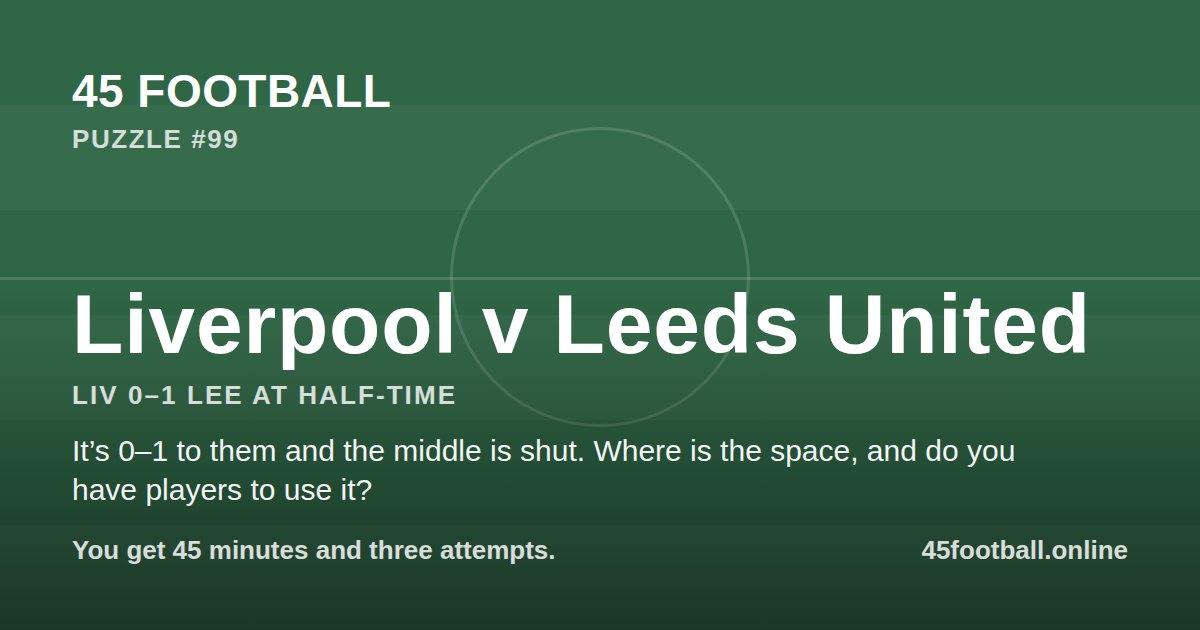 Liverpool v Leeds United, LIV 0–1 LEE at half-time
