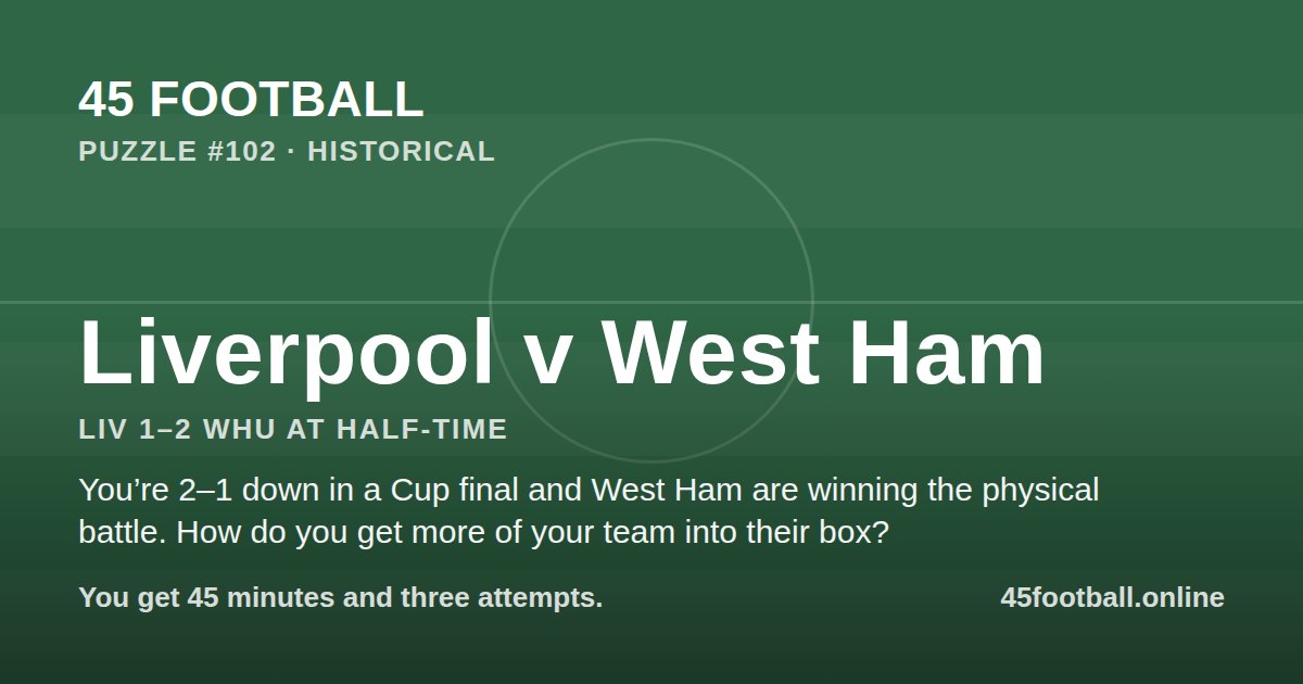 Liverpool v West Ham, LIV 1–2 WHU at half-time