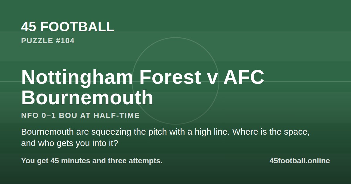 Nottingham Forest v AFC Bournemouth, NFO 0–1 BOU at half-time
