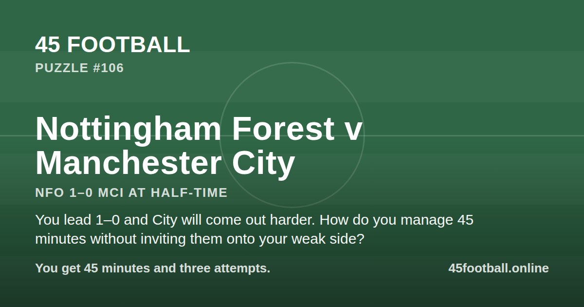 Nottingham Forest v Manchester City, NFO 1–0 MCI at half-time