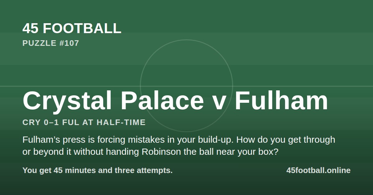 Crystal Palace v Fulham, CRY 0–1 FUL at half-time