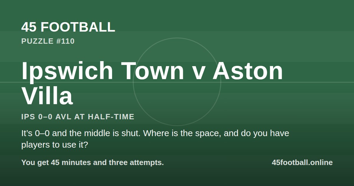 Ipswich Town v Aston Villa, IPS 0–0 AVL at half-time