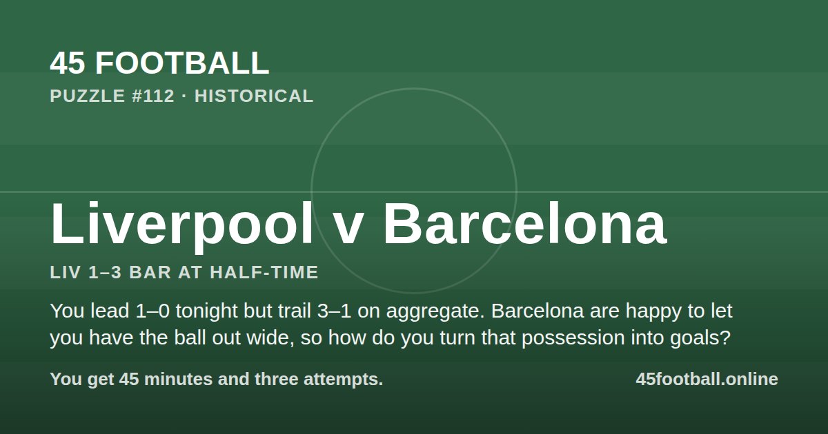 Liverpool v Barcelona, LIV 1–3 BAR at half-time