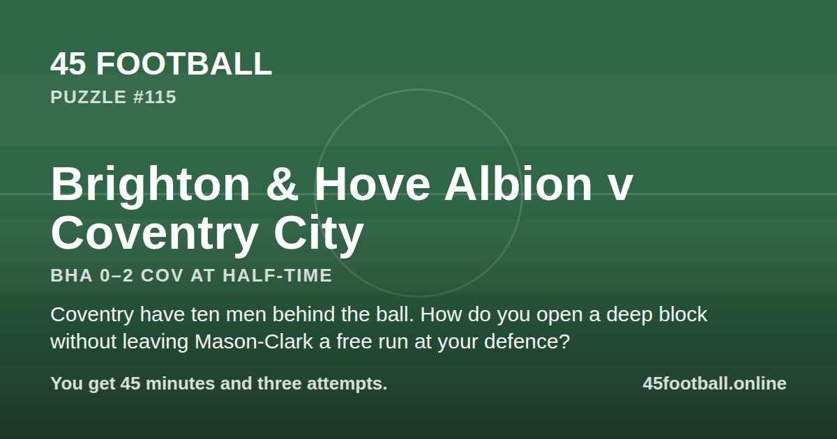 Brighton & Hove Albion v Coventry City, BHA 0–2 COV at half-time