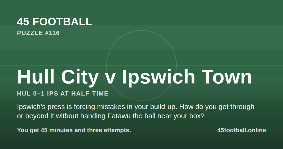 Hull City v Ipswich Town, HUL 0–1 IPS at half-time