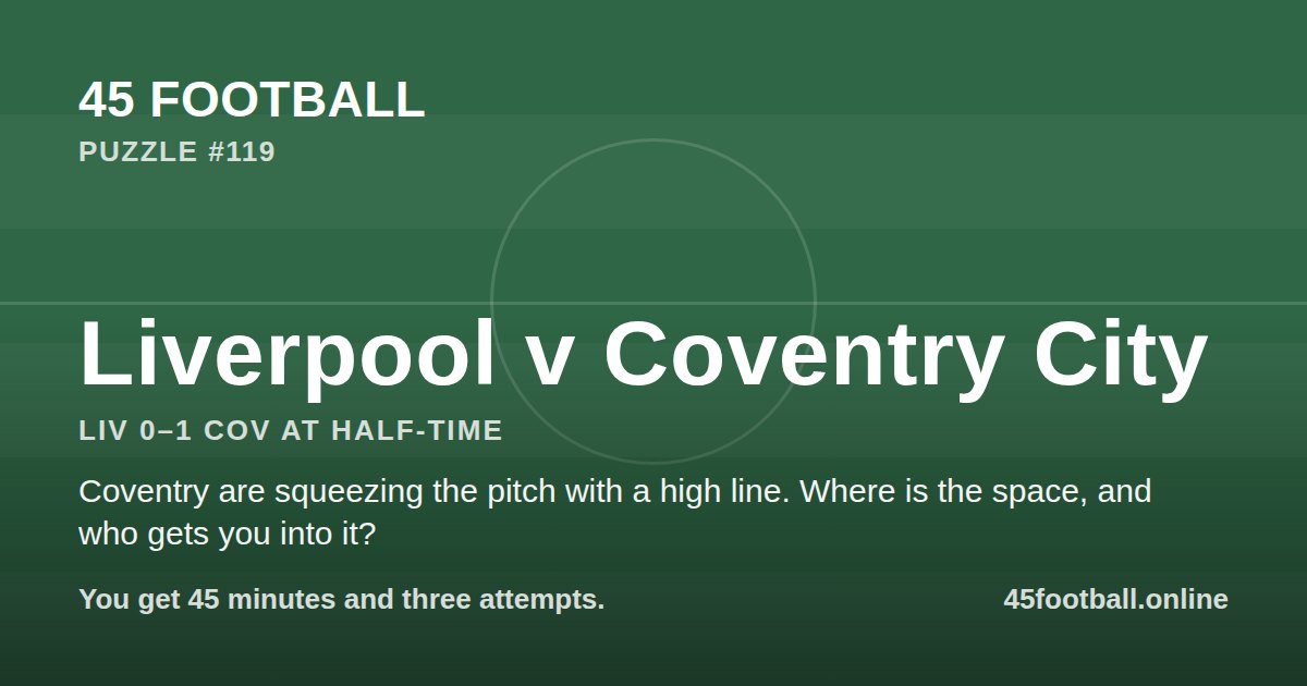 Liverpool v Coventry City, LIV 0–1 COV at half-time
