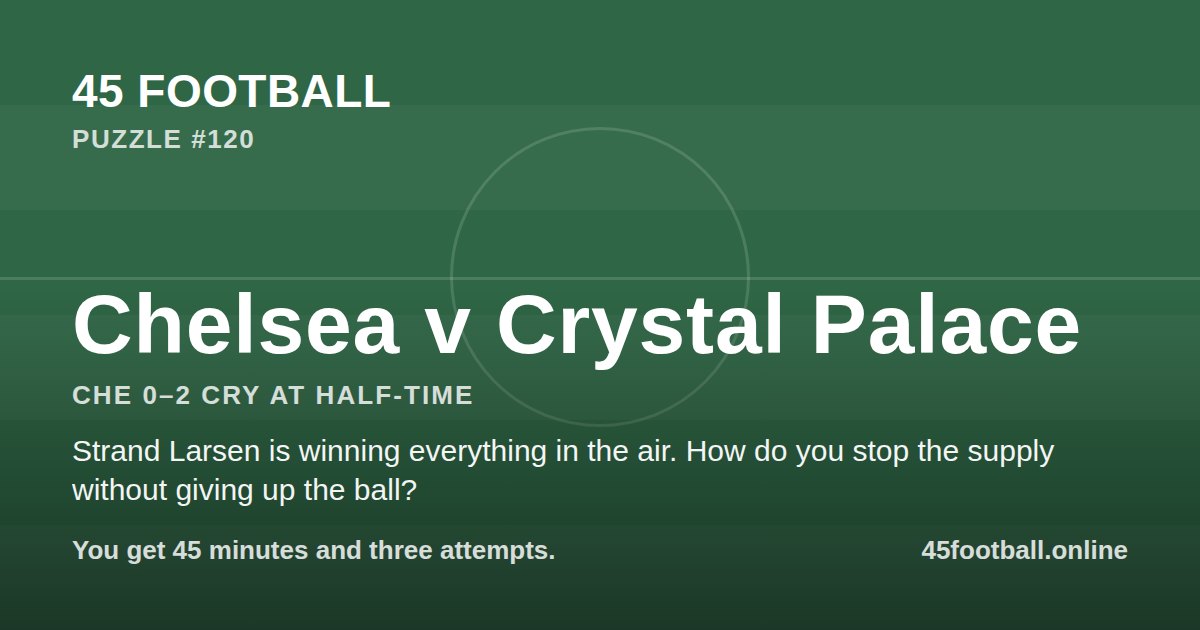Chelsea v Crystal Palace, CHE 0–2 CRY at half-time